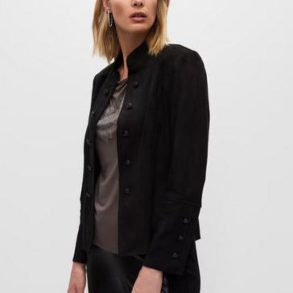 MELANIE LYNE: Suede Look - Structured Button Detail Jacket - black - Picture 4 of 10